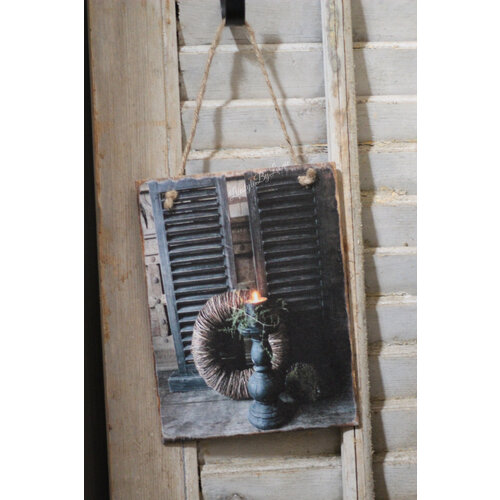 Houten deco bord Shutters 20 x 15 cm 