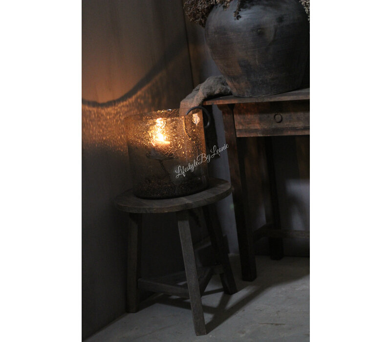 Cilinder windlicht Metal chips XL 30 cm