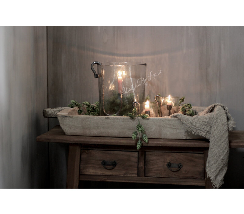 Windlicht Suus vierkant en rond 30 cm met S-haak