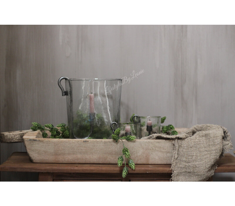 Windlicht Suus vierkant en rond 30 cm met S-haak