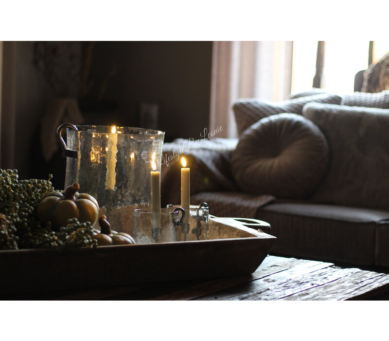 Windlicht Suus vierkant en rond 30 cm met S-haak