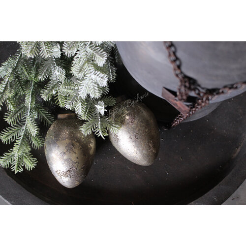 Kerstbal egg gold sprinkle 8 cm 