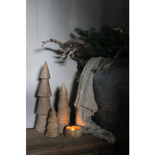 Massief houten kerstboom Walnut 16 cm 
