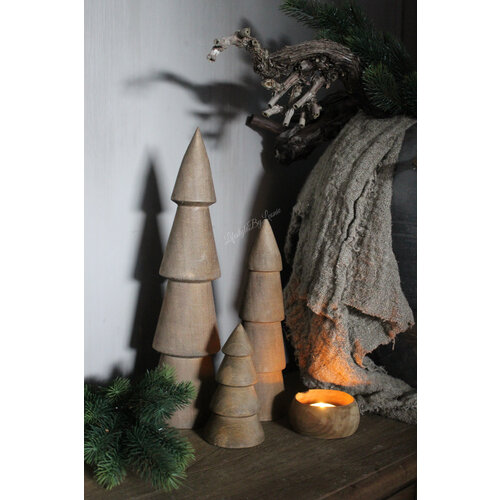 Massief houten kerstboom Walnut 30 cm 