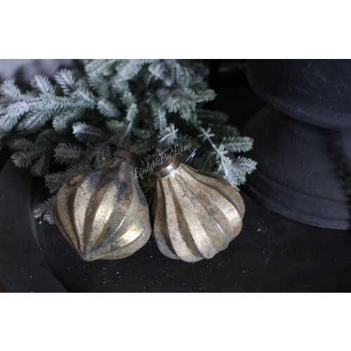 Glazen bal / ornament ballon Vintage cream 7 cm 