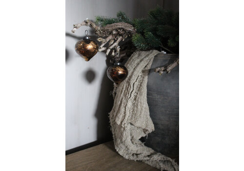 Kerstbal onion marble brown 8 cm