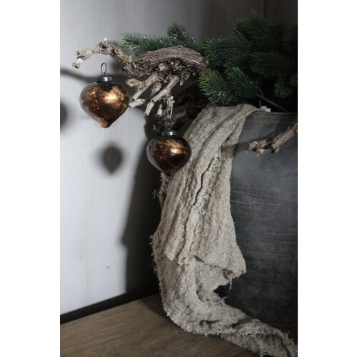 Kerstbal onion marble brown 8 cm 