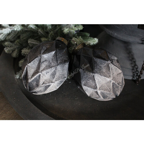 Kerstbal diamond black concrete 11 cm 