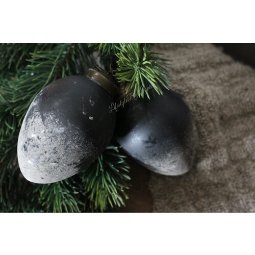 Kerstbal egg concrete black 8 cm 