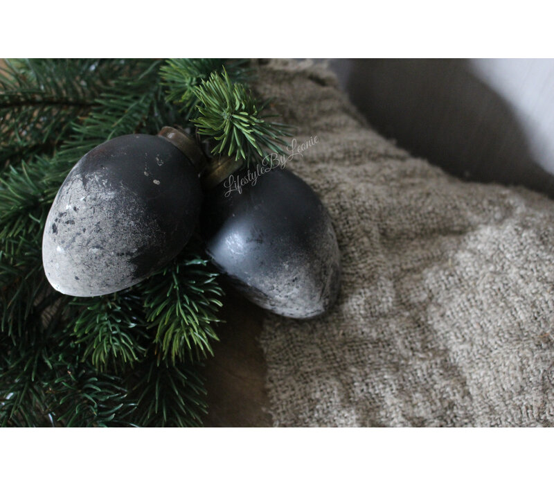 Kerstbal egg concrete black 8 cm