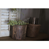 Ronde houten vijzel bak/pot 25 x 25 cm