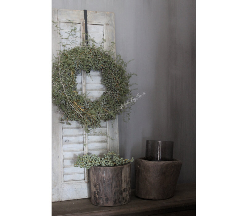Ronde houten vijzel bak/pot 25 x 25 cm