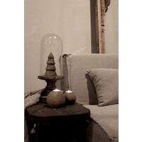 Ronde houten waxinelichthouder Walnut 10 x 10 cm
