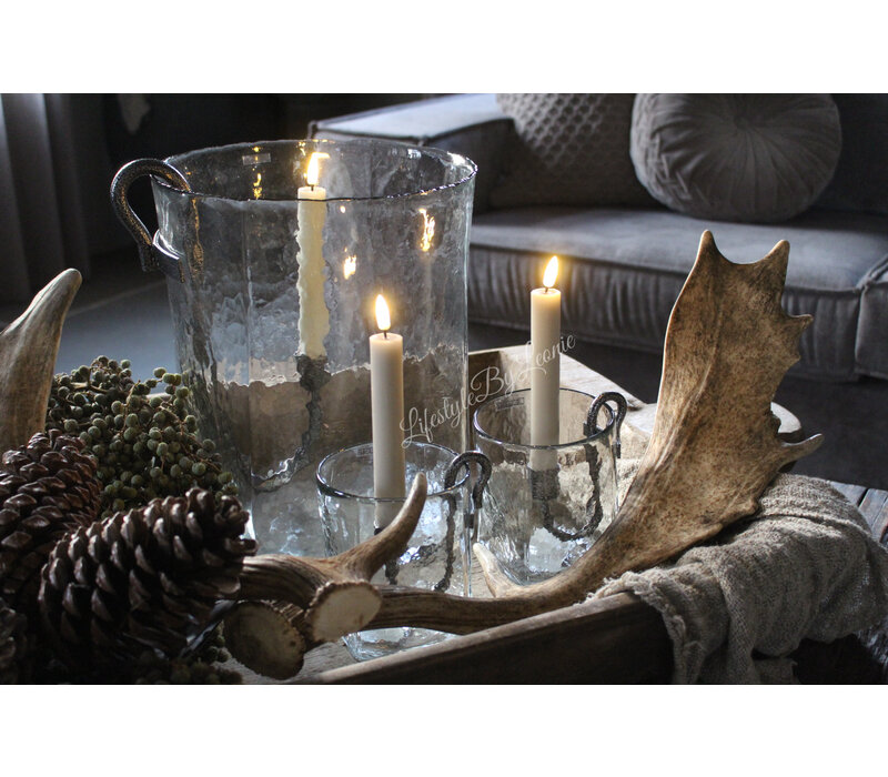 Windlicht Suus vierkant en rond 30 cm met S-haak