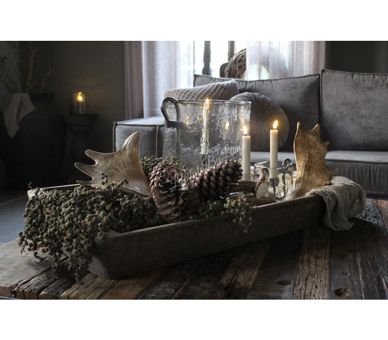 Windlicht Suus vierkant en rond 30 cm met S-haak