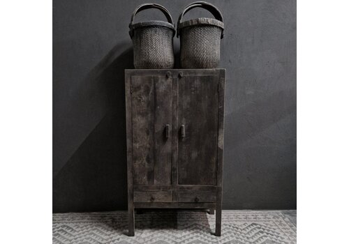 LUKSA Kast Loes recycled teak antique grey 140 x 80 x 45 cm