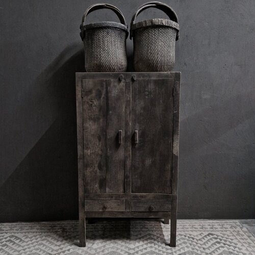 Kast Loes recycled teak antique grey 140 x 80 x 45 cm 