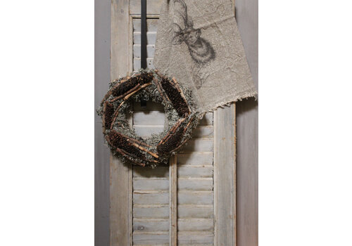 Grey moss wreath rasped spruce + sticks 30 cm