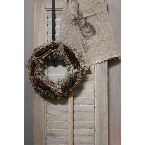Grey moss wreath rasped spruce + sticks 30 cm 