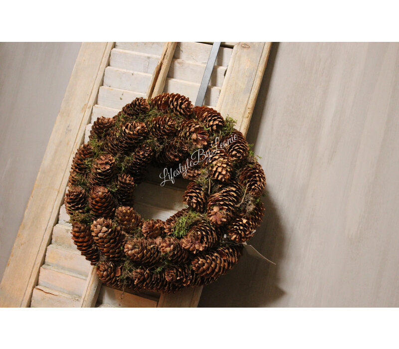 Dikke moskrans / Pinecones 35 cm
