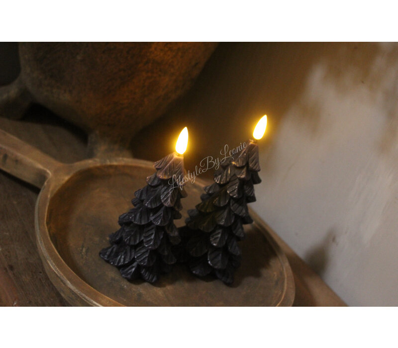 Kerstboom LED kaars black 17 cm