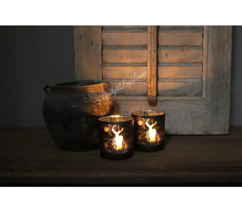 Glazen windlicht Hert soft green 8 cm