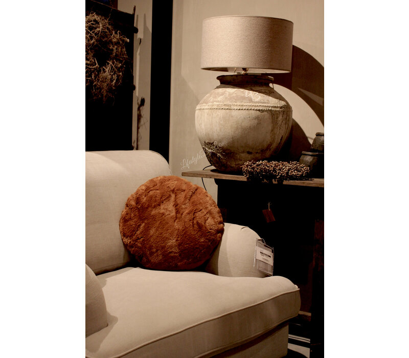 Rond bont kussen Lonne Brown 40 cm
