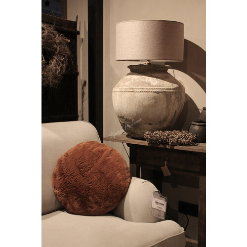 Rond bont kussen Lonne Brown 40 cm 