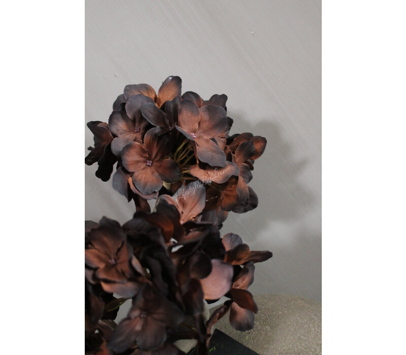 Zijden Hortensia black/brons 60 cm