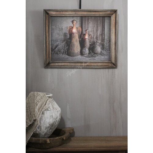 Sobere prent in houten lijst Angels 66 x 52 cm 