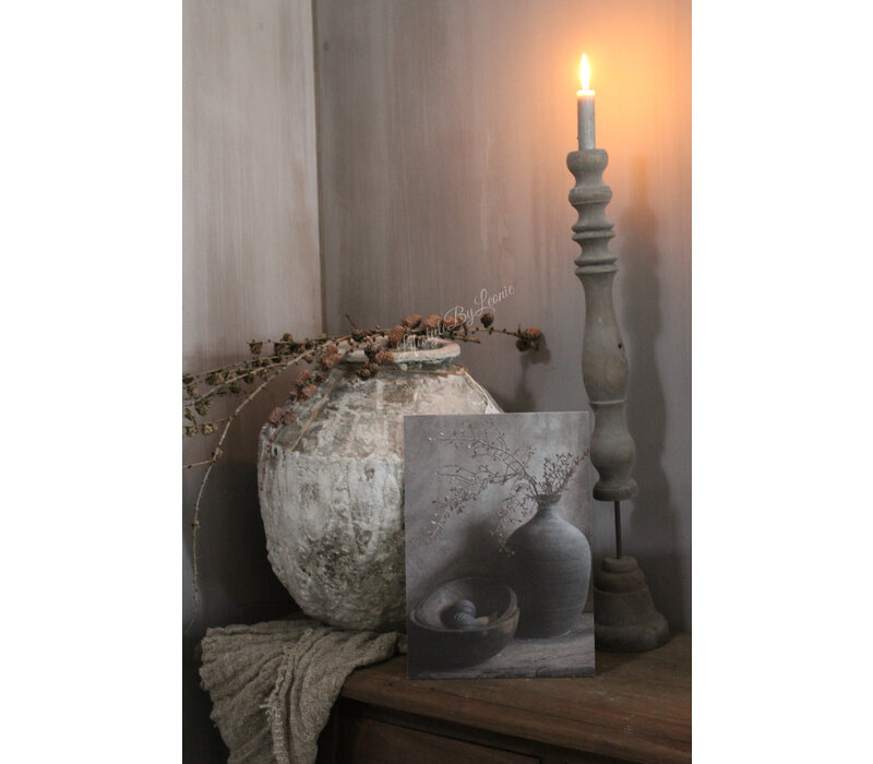 Canvas prent A4 Fles en houten bakjes