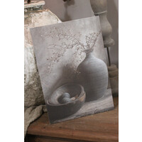Canvas prent A4 Fles en houten bakjes