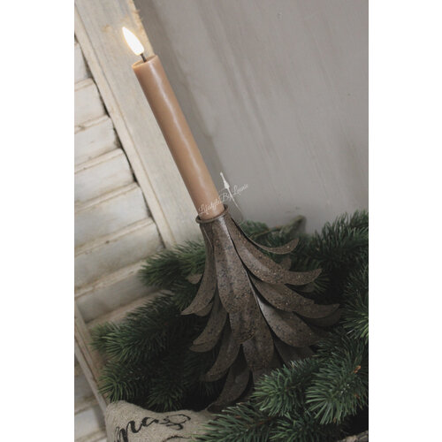 IJzeren kerstboom kandelaar dinerkaars Brown 20 cm 
