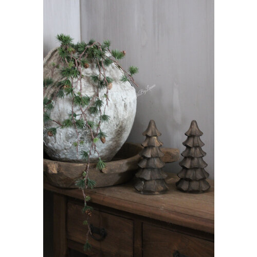 Sober houten kerstboom bruin gold wash 20 cm 