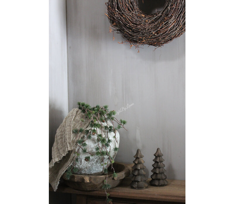 Sober houten kerstboom bruin gold wash 20 cm
