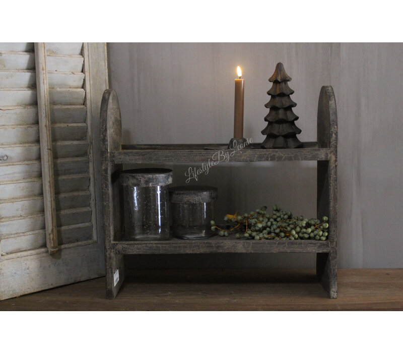 Sober houten kerstboom bruin gold wash 20 cm