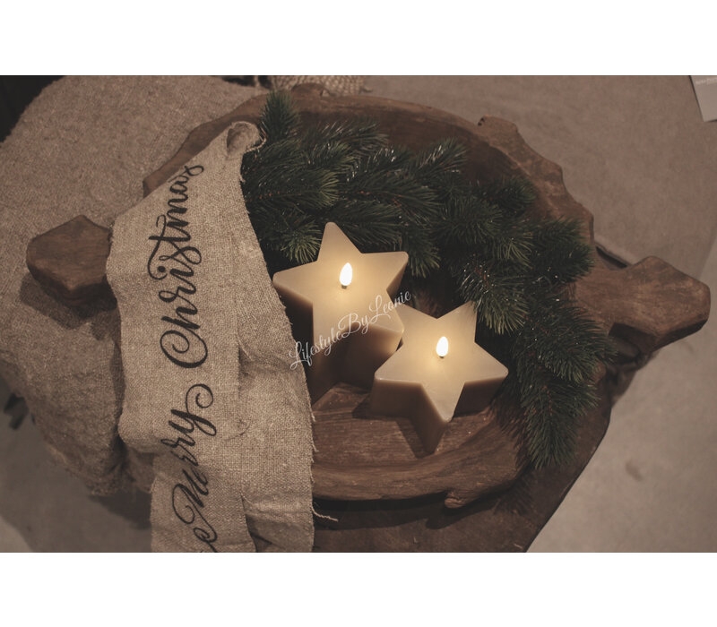 LED kaars Ster beige 9 x 9 cm