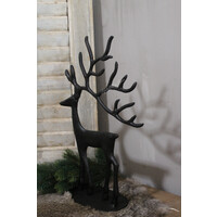 Sober zwart metalen Reindeer on base 40 x 30 cm