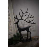 Sober zwart metalen Reindeer on base 40 x 30 cm