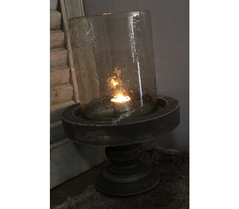 Cilinder windlicht met Metal bubbels Clarice 21 cm