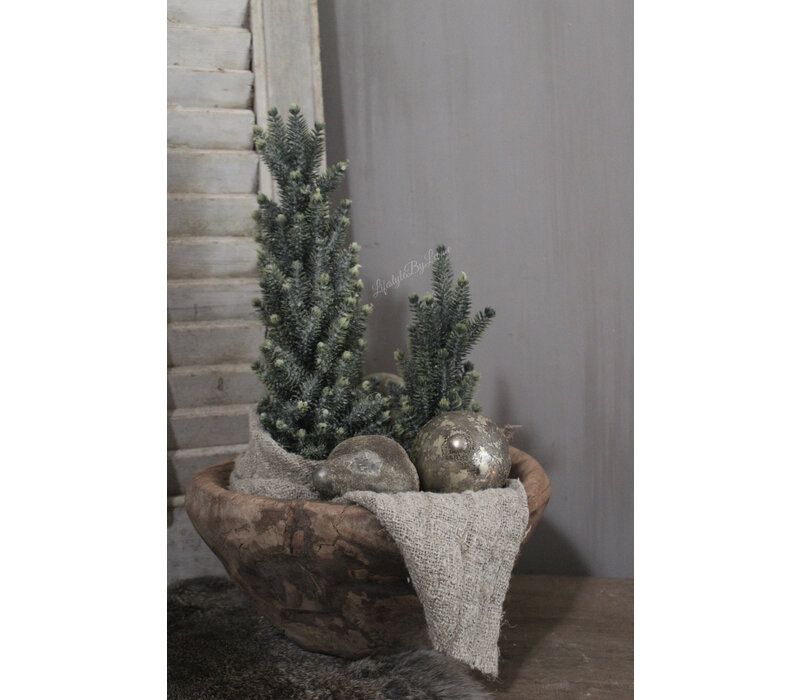 Ronde houten vijzel bak/pot 25 x 25 cm