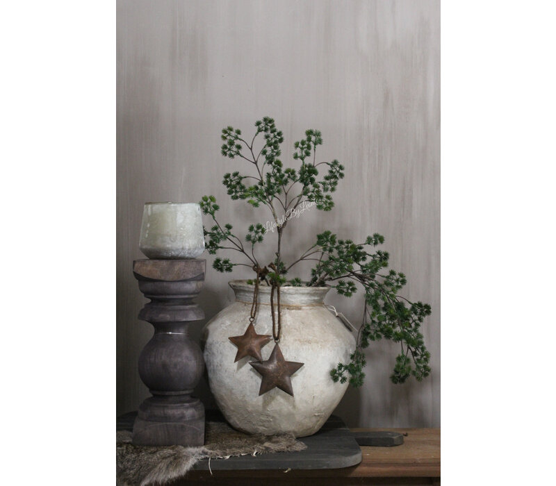 Namaak lange cedar tak met kleine bolletjes groen 90 cm
