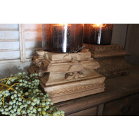 Authentieke oude houten poer 25x25cm