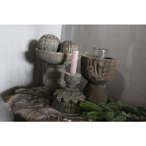 Houten kandelaar Faris 18cm 