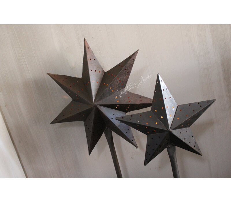 Sobere metalen zwarte ster op voet 59 cm
