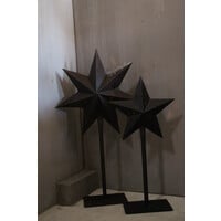 Sobere metalen zwarte ster op voet 59 cm