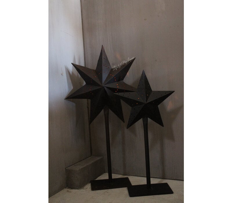 Sobere metalen zwarte ster op voet 59 cm
