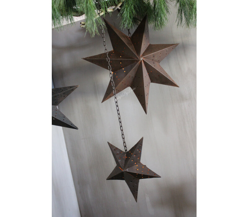 Sobere hangende zwarte waxinelichthouder ster 29 cm