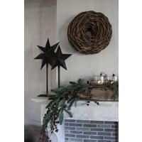 Sobere metalen zwarte ster op voet 59 cm