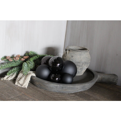 Glazen kerstbal zwart mat / glans 8 cm 